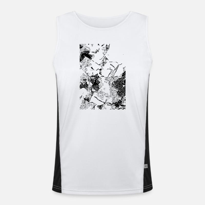 Abstract image / line / black / pattern - Men's Functional Contrast Tank Top - white/black