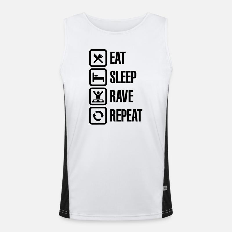 Eat sleep rave repeat Funktionelles Kontrast-Tank Top für Männer 