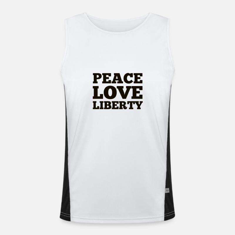 Frieden, Liebe, Freiheit Funktionelles Kontrast-Tank Top für Männer 