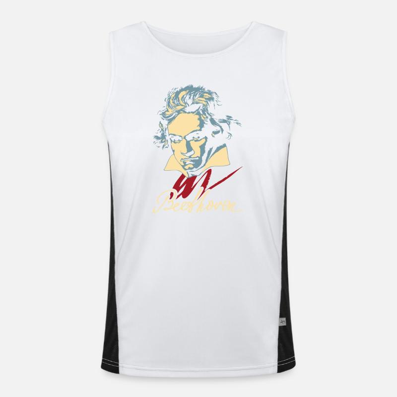 Beethoven (mørk) - Funksjonell kontrast-singlet for menn  - hvit/svart