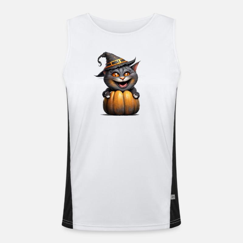 Halloween-Katze Funktionelles Kontrast-Tank Top für Männer 