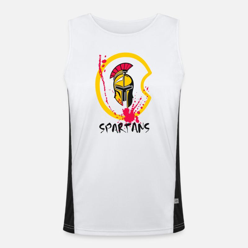 Helm Sparta mit Schild und Blut 2 Funktionelles Kontrast-Tank Top für Männer