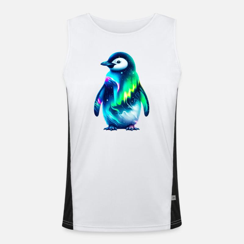 Aurora Borealis Pinguin Funktionelles Kontrast-Tank Top für Männer 
