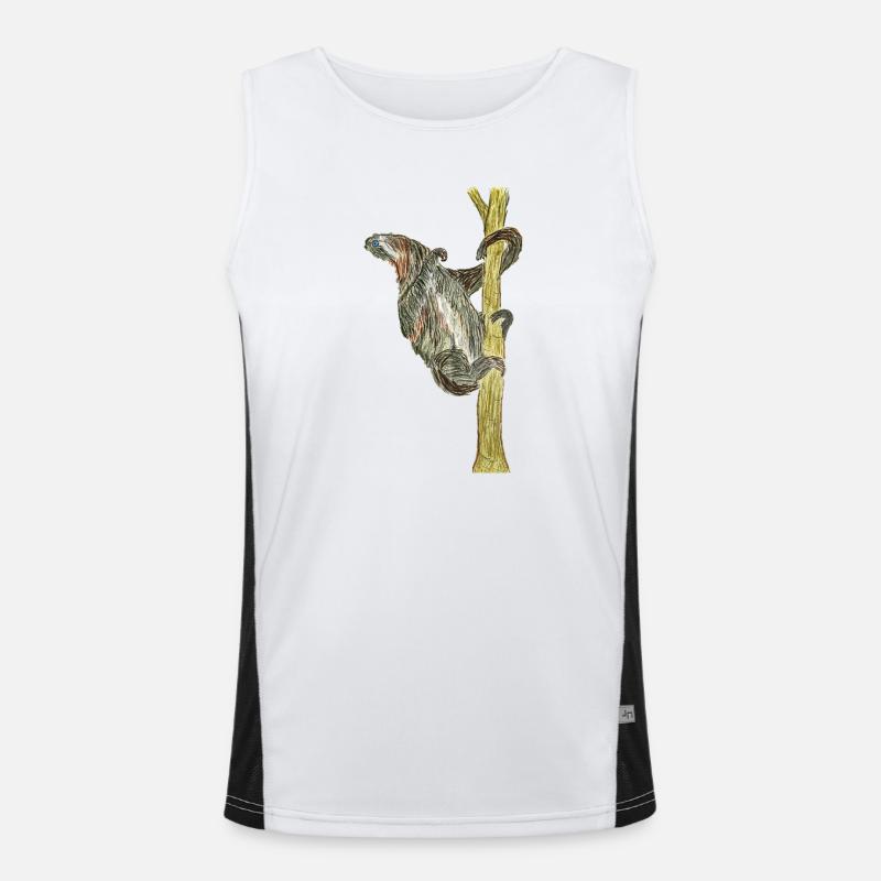 Monkey artwork on tree - Men's Functional Contrast Tank Top  - white/black