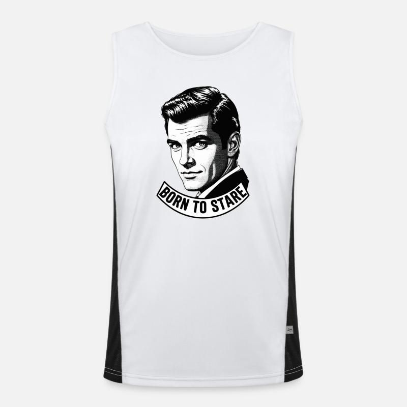Born To Stare Funny Retro Comic Man Men's Functional Contrast Tank Top 