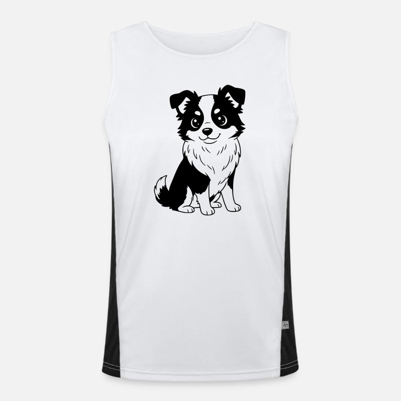 Australian Shepherd - Aussi - black and white - Men's Functional Contrast Tank Top  - white/black