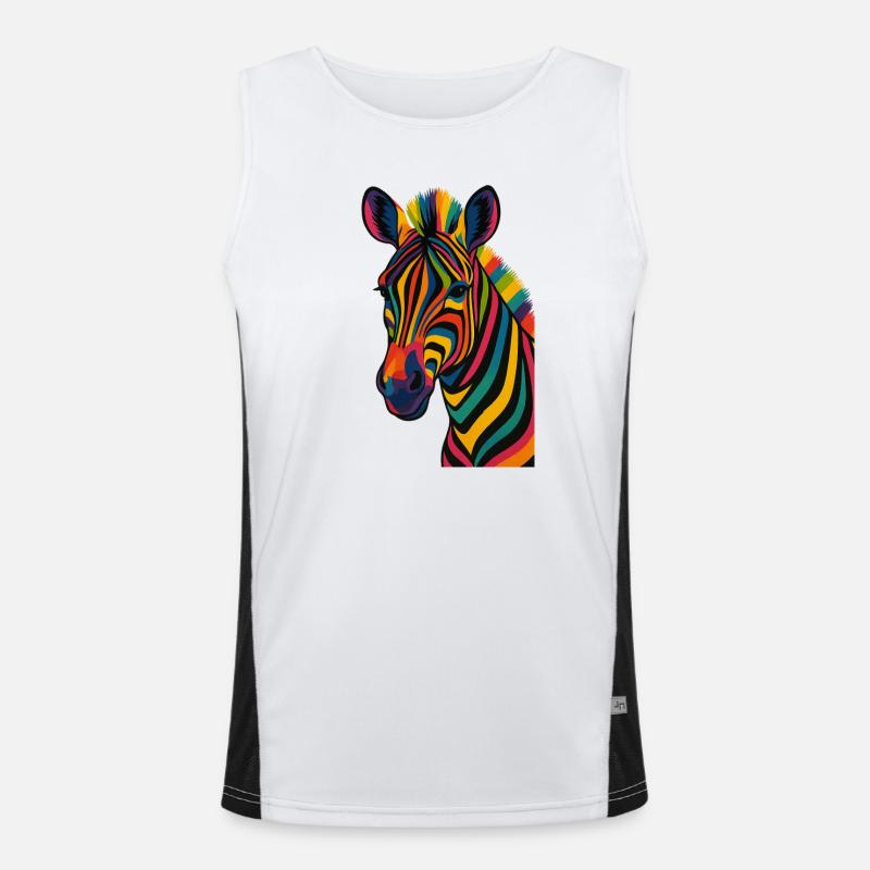 Colorful Striped Zebra Artwork Men's Functional Contrast Tank Top 