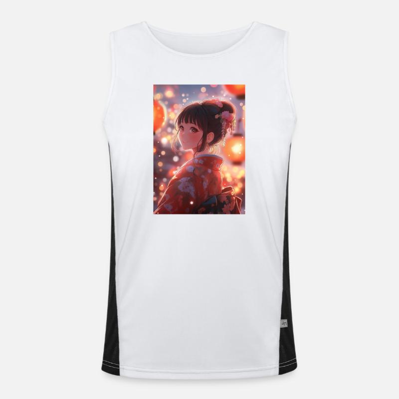 Kimono Blühende Helle Laternen Funktionelles Kontrast-Tank Top für Männer 