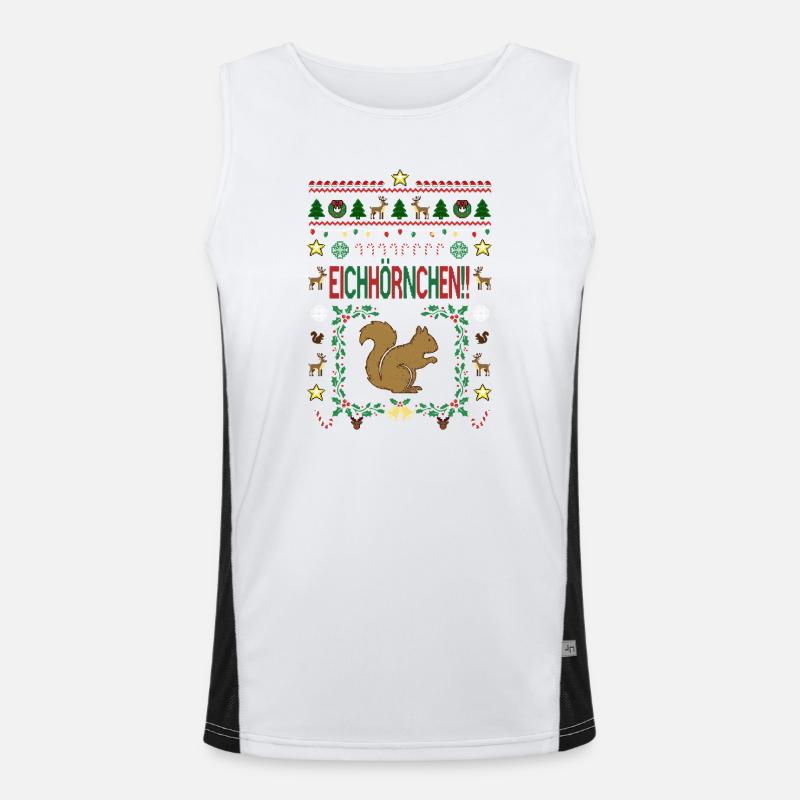 Attention squirrels, Christmas, presents Men's Functional Contrast Tank Top 