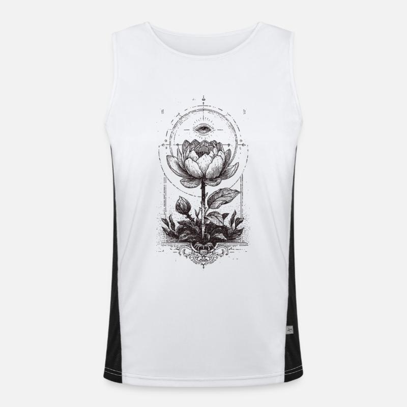 Lotus Mandala with Eye in a Circle Men's Functional Contrast Tank Top 