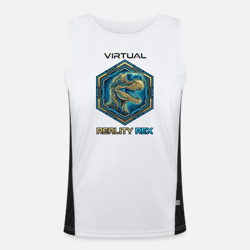 Virtual Reality Rex Dino - Men's Functional Contrast Tank Top  - white/black
