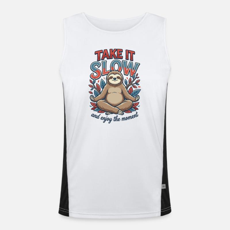 Take It Slow Sloth Zen Funktionelles Kontrast-Tank Top für Männer 