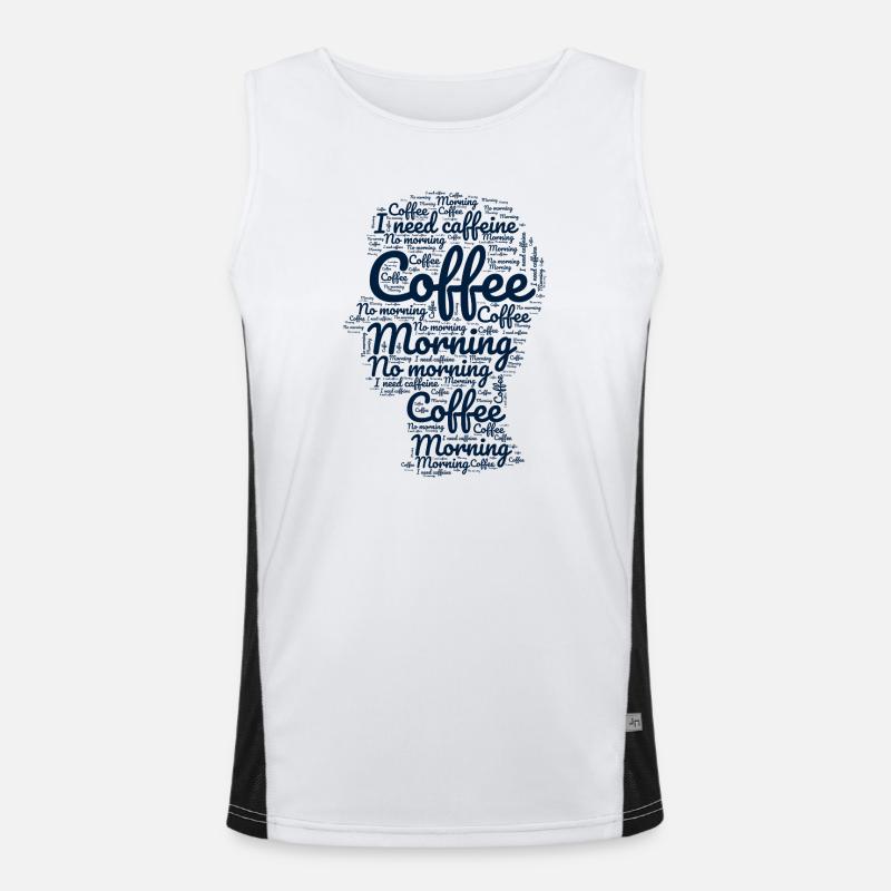 Das Herz des Kaffees: Morgentypografie Funktionelles Kontrast-Tank Top für Männer 