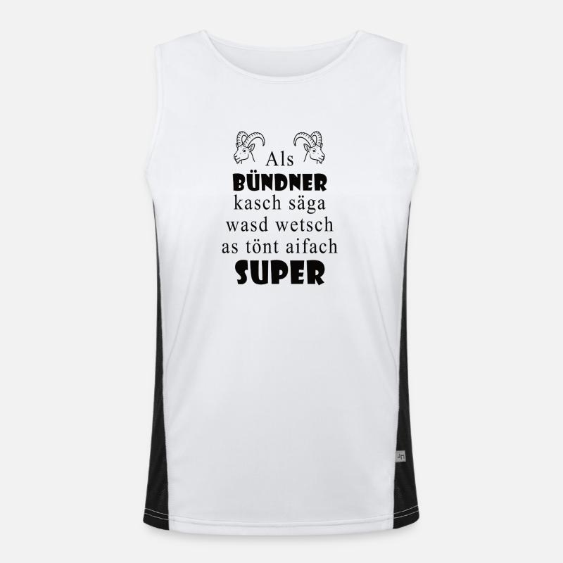 Graubünden dialect Super expression - Men's Functional Contrast Tank Top  - white/black