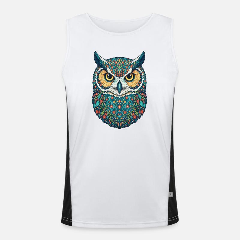 Bunte Eule Funktionelles Kontrast-Tank Top für Männer 