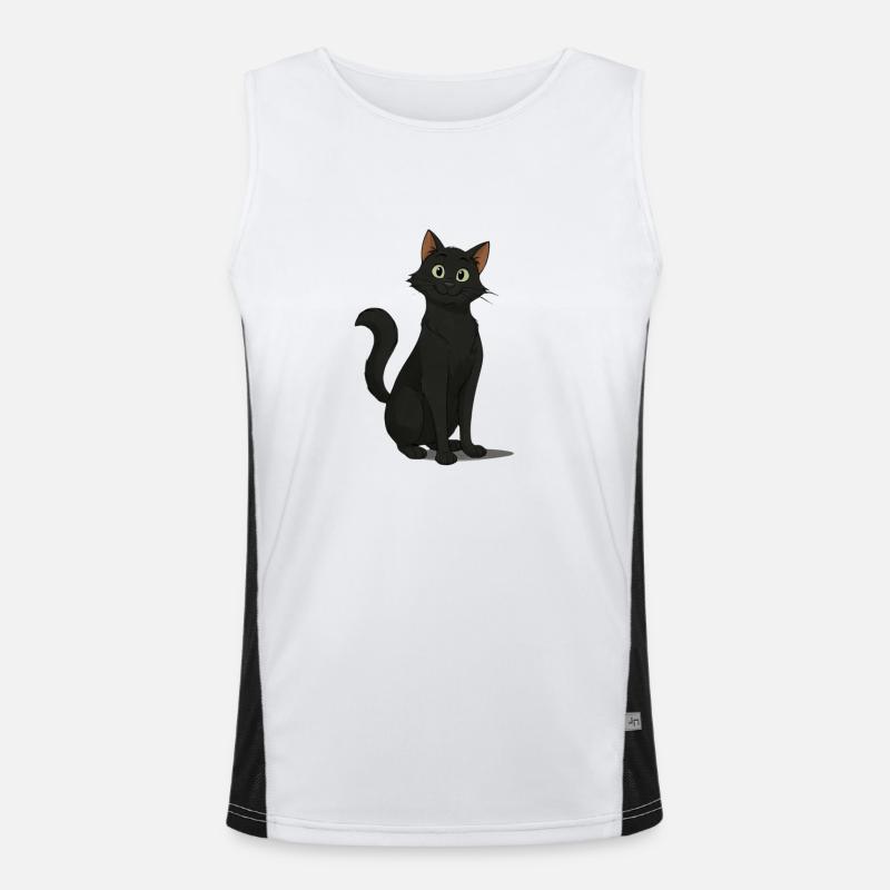 Chat noir espiègle illustration Débardeur respirant contrasté Homme 