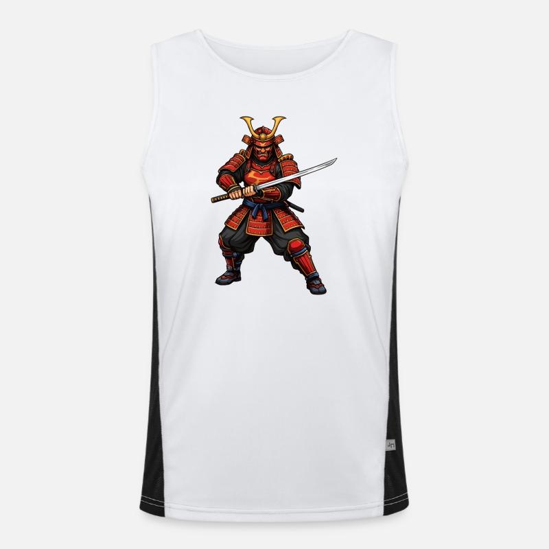 Samurai Krieger in Rot Funktionelles Kontrast-Tank Top für Männer 