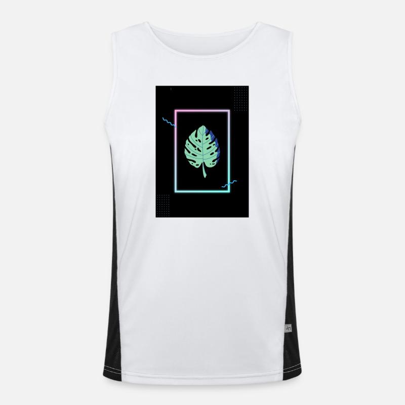 Monstera Neon Frame Funktionelles Kontrast-Tank Top für Männer 