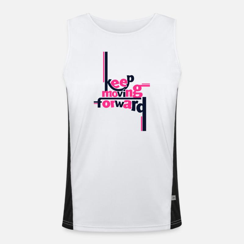 Keep Moving Forward Pink Statement Shirt - Men's Functional Contrast Tank Top  - white/black