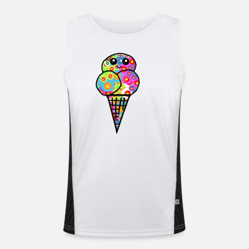 Buntes Blüten-Eisdesign Eiscreme Retro 60er - Men's Functional Contrast Tank Top  - white/black