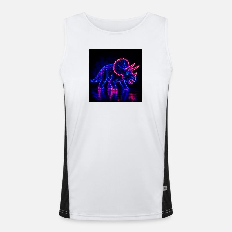 Neon Triceratops Neon Light Funktionelles Kontrast-Tank Top für Männer 