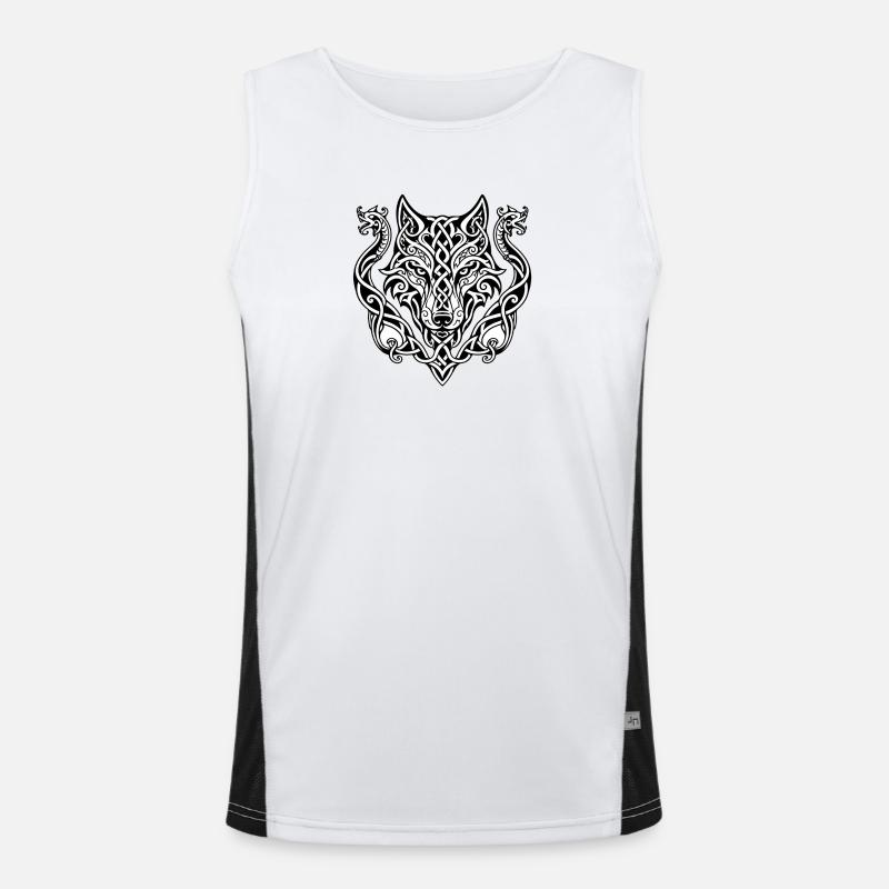 Keltischer Wolfkopf Knotendesign Funktionelles Kontrast-Tank Top für Männer 