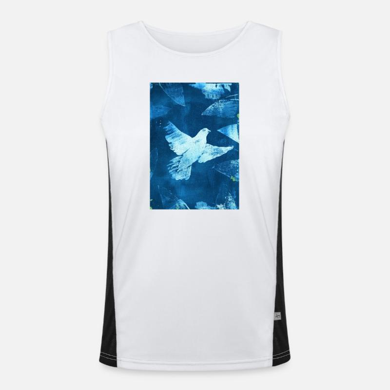 Blue Dove Peace Visual - Men's Functional Contrast Tank Top  - white/black