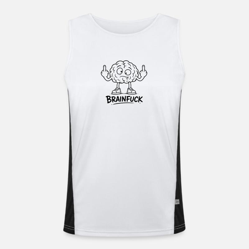Brain Graffiti With Middle Finger - Men's Functional Contrast Tank Top  - white/black