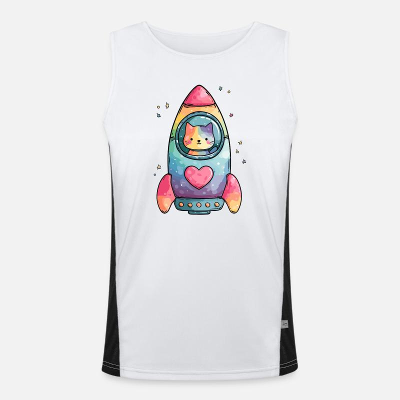 Rainbow Rocket Katze Herz Funktionelles Kontrast-Tank Top für Männer 