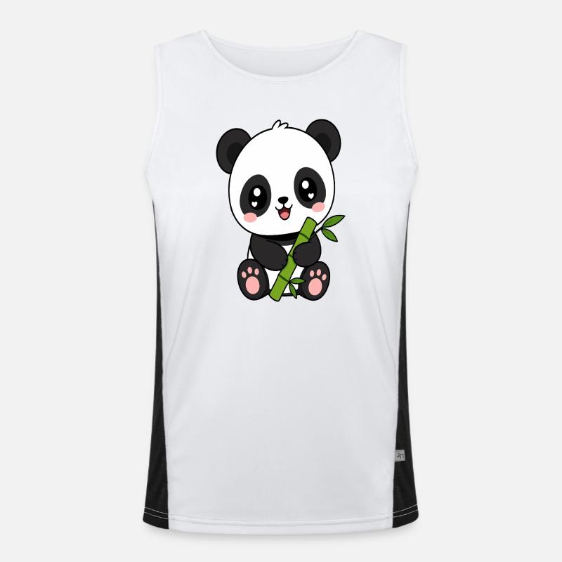 Panda Bamboo Charm - Men's Functional Contrast Tank Top - white/black