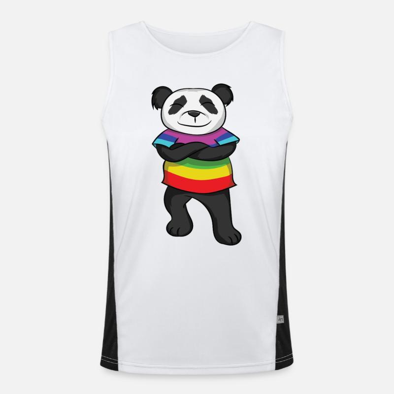 Panda Rainbow Pride with Attitude - Men's Functional Contrast Tank Top  - white/black