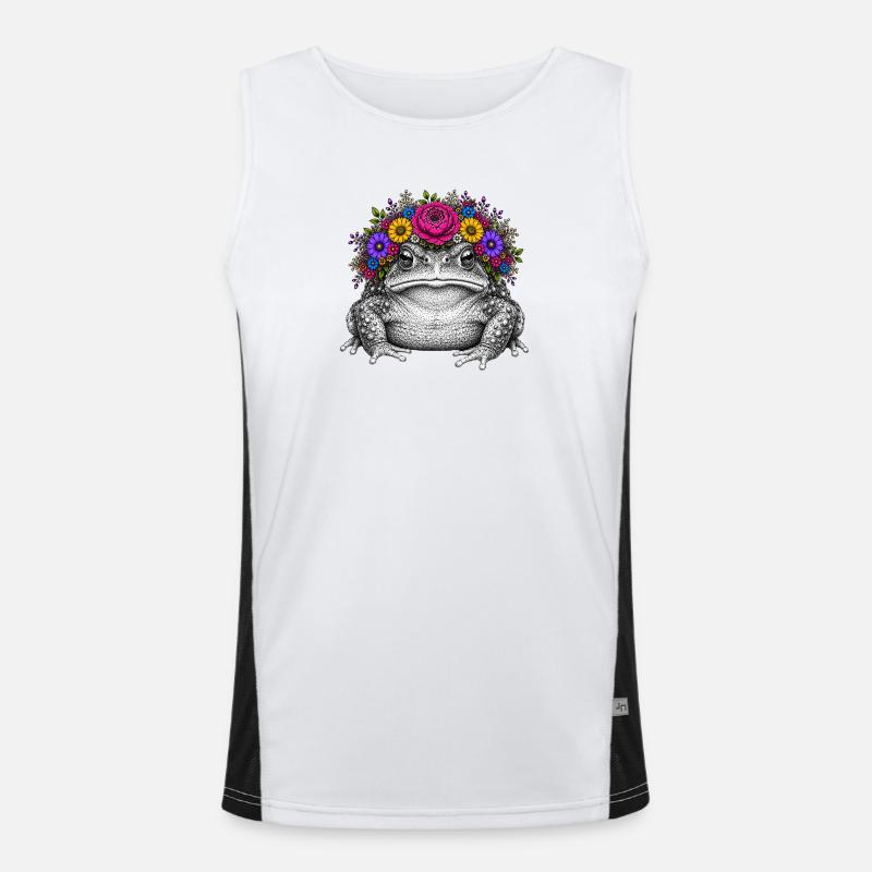 Toad with flower crown - Men's Functional Contrast Tank Top - white/black