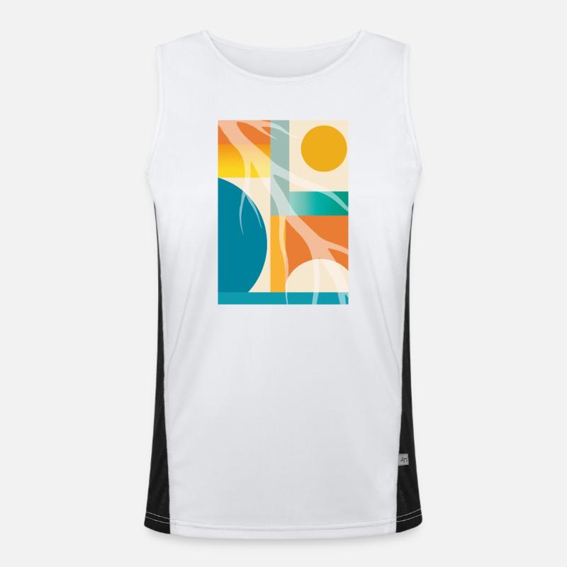 Abstract Geometry with Organic Shapes Retro Men's Functional Contrast Tank Top 