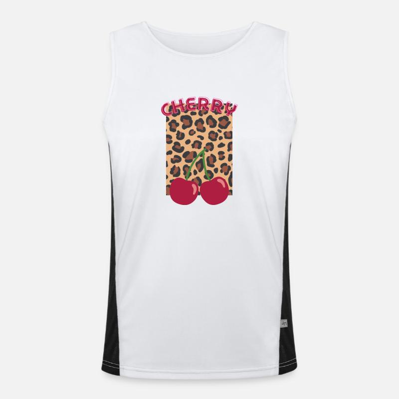 Leopard-look cherries - Men's Functional Contrast Tank Top  - white/black