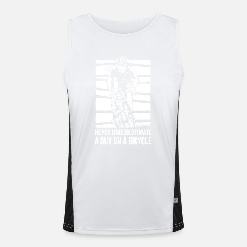 Never Underestimate An Old Guy on a Bicycle Funktionelles Kontrast-Tank Top für Männer 
