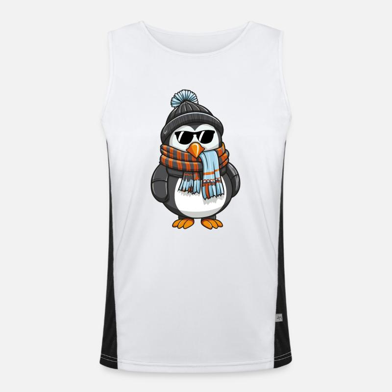 pinguin comic winter Funktionelles Kontrast-Tank Top für Männer 