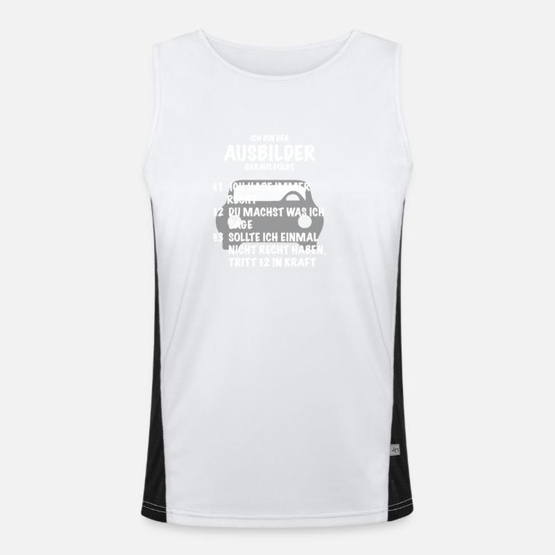Ausbilder Spruch Geschenk Automobilbranche Funktionelles Kontrast-Tank Top für Männer 