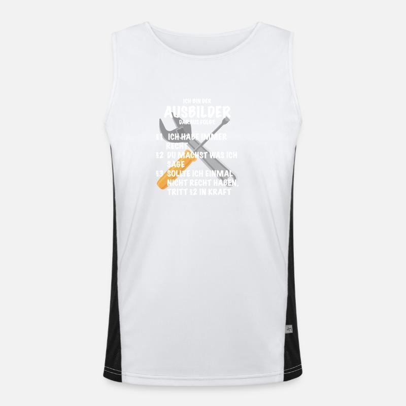 Ausbilder Spruch Geschenk Handwerker Funktionelles Kontrast-Tank Top für Männer 
