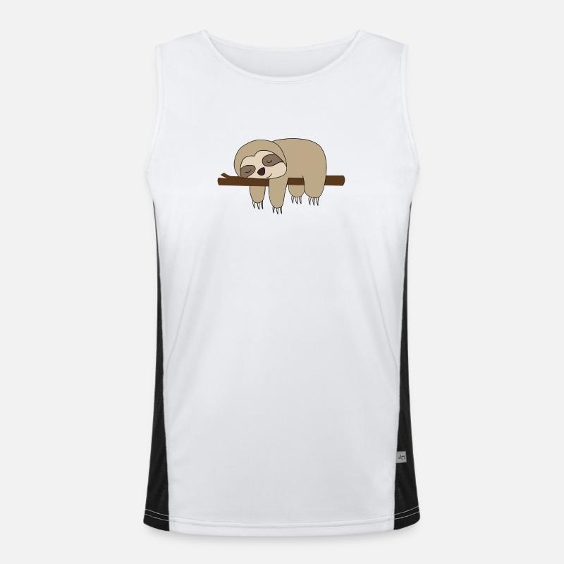 Sleeping Sloth Comic Gift Idea Men's Functional Contrast Tank Top 
