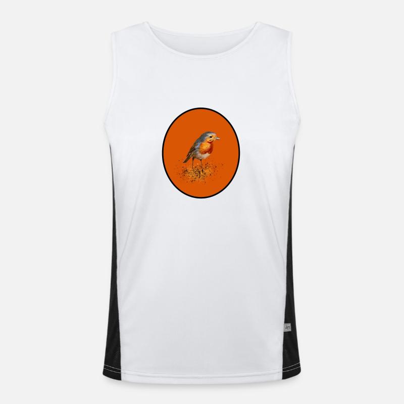 cute robin / Robin with orange Men's Functional Contrast Tank Top 