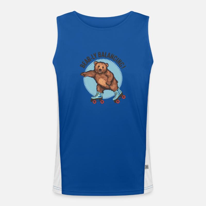 Ours Roller Skating « Bear-ly Balancing ! » Débardeur respirant contrasté Homme 