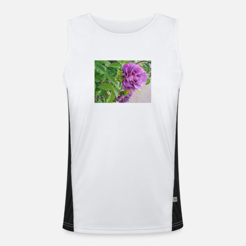 Fleur de rose violette - feuilles vertes Débardeur respirant contrasté Homme 