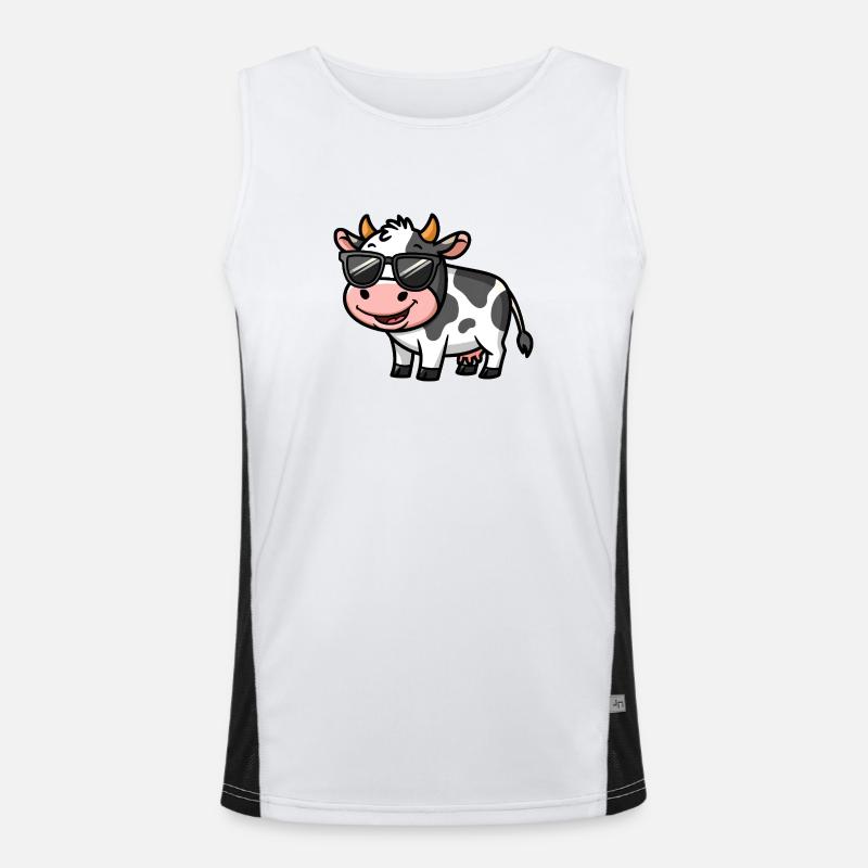 Coole Kuh Mit Sonnenbrille Funktionelles Kontrast-Tank Top für Männer 