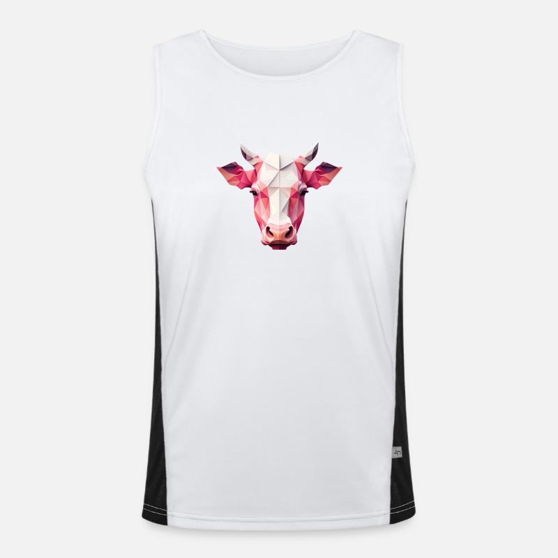 An angular pink cow's head - Men's Functional Contrast Tank Top  - white/black