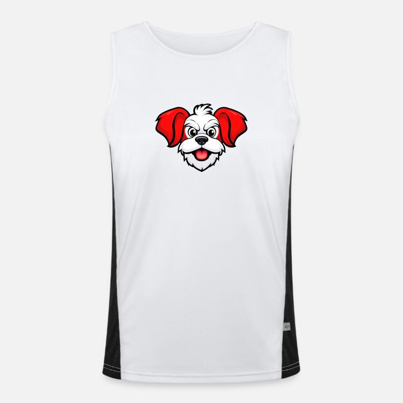 Cartoon Comic Süßer Mascot Hund Funktionelles Kontrast-Tank Top für Männer 