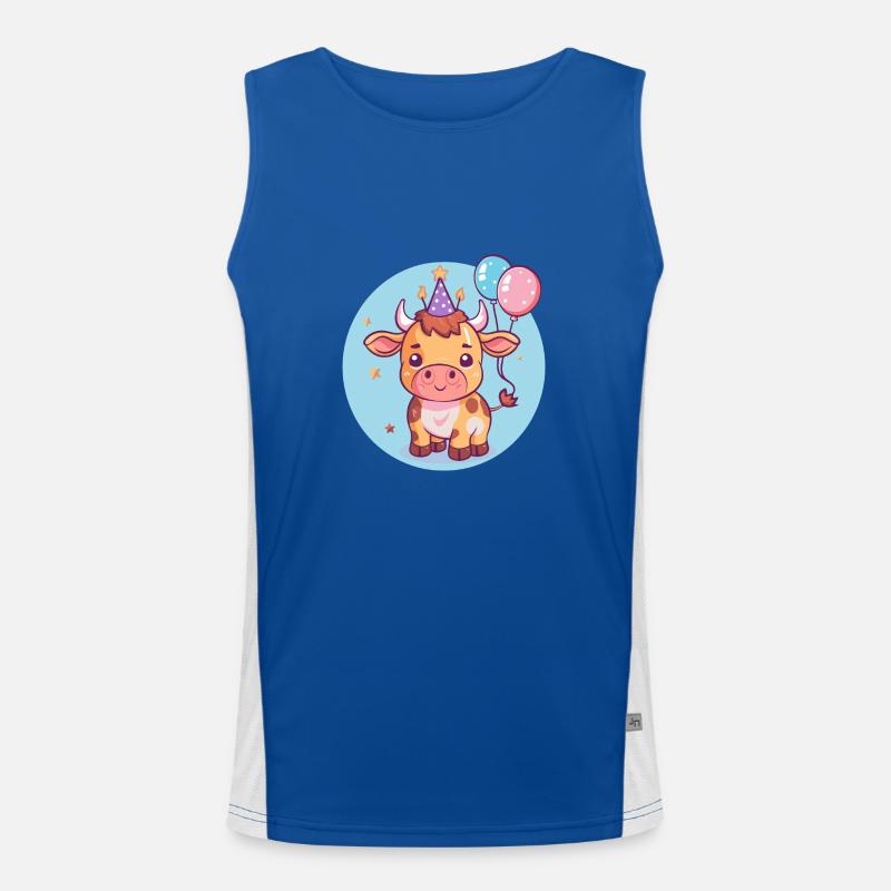 Stier Geburtstag Comic Funktionelles Kontrast-Tank Top für Männer 