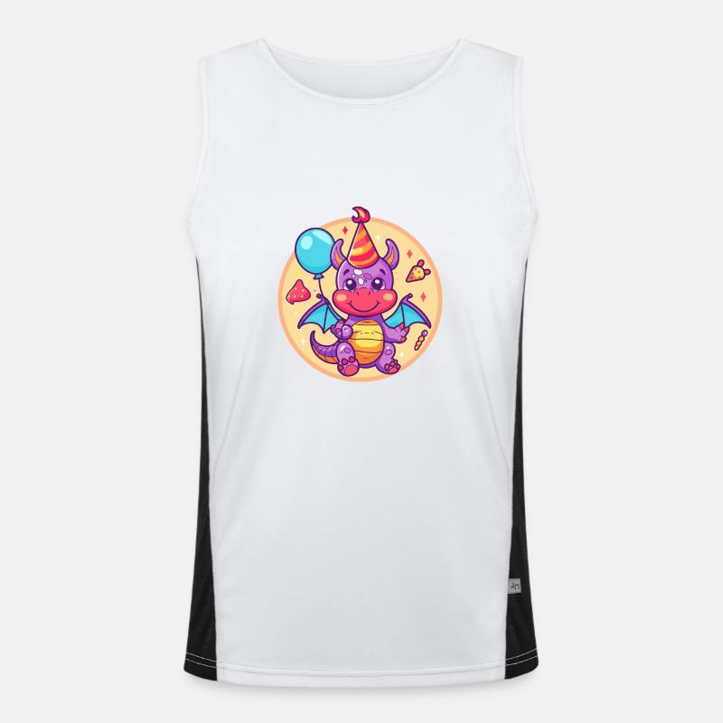 Dragon Birthday Comic Men's Functional Contrast Tank Top 