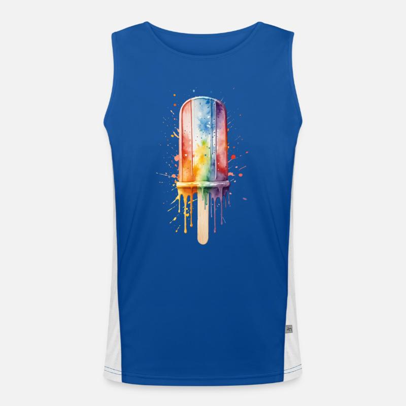 Regenbogen-Eis am Stiel mit Sommerspaß Funktionelles Kontrast-Tank Top für Männer 