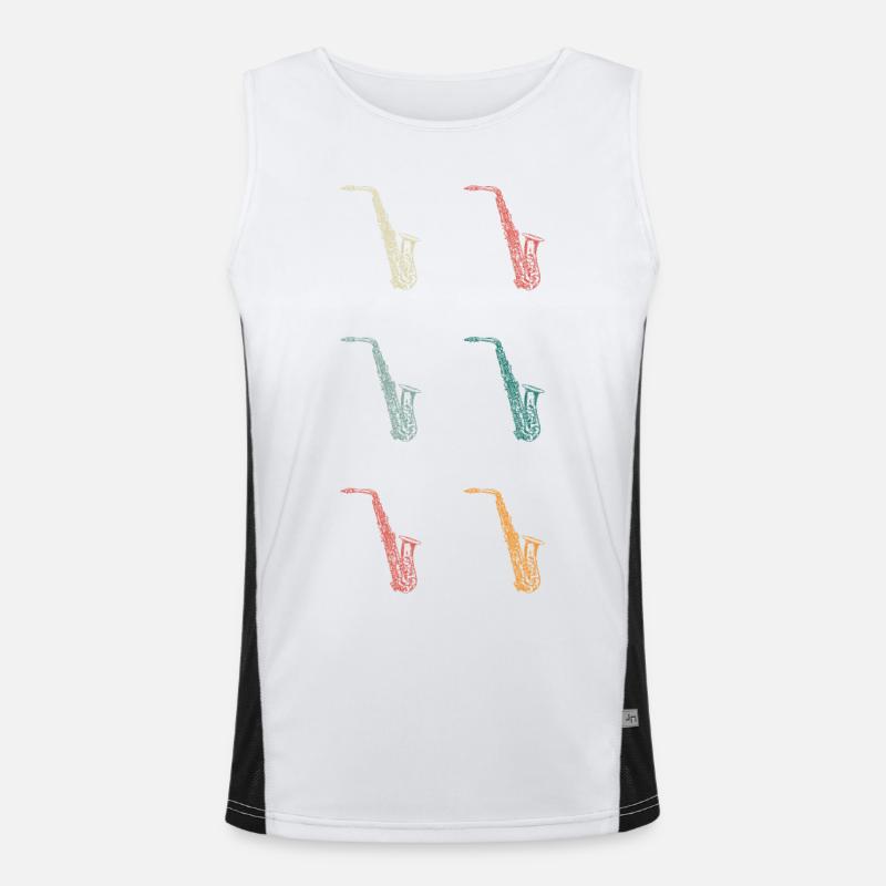 Retro Saxophon Funktionelles Kontrast-Tank Top für Männer 