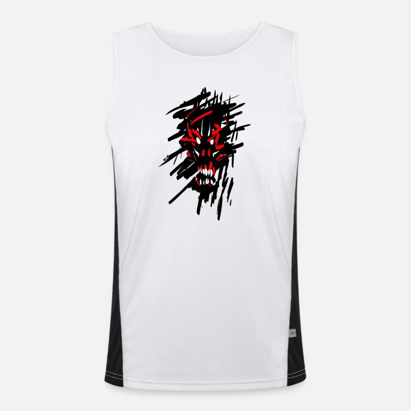Devil horror graffiti - Men's Functional Contrast Tank Top  - white/black